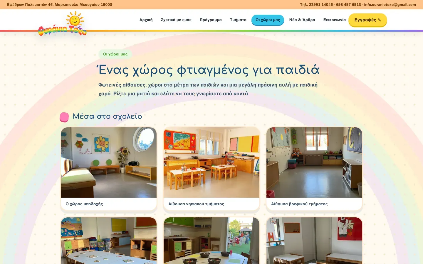 Στιγμιότυπο από την ενότητα «Οι χώροι μας» της ιστοσελίδας